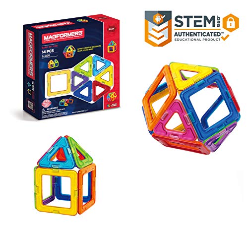 Magformers Basic Set (14-pieces) Magnetic    Building      Blocks, Educational  Magnetic    Tiles Kit , Magnetic    Construction  STEM Toy Set