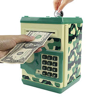 Cargooy Mini ATM Piggy Bank ATM Machine Best Gift for Kids,Electronic Code Piggy Bank Money Counter Safe Box Coin Bank for Boys Girls Password Lock Case (Camouflage Green)