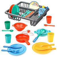 GrowthPic Pretend Play Kitchen Set for Kids, Kitchen Toys Tableware Dishes Playset with Drainer (27 Pcs )