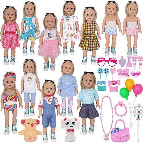 ZTWEDEN 40Pcs Doll Clothes and Accessories for 18 Inch Girl Doll Including 18'' Baby Dolls Wear ClothesSuit Dress Bikini Underwear Glasses Bag Necklace Bracelet Dog for 18 Inch Girl Baby Doll