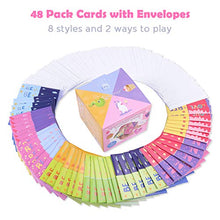 Load image into Gallery viewer, Amosfun 4Valentine Cootie Catcher 16-Type Super Valentine Game Cards Pack with 4Envelops for Valentines Party Supplies
