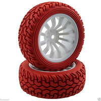 RC 712-8019 Red Tires & Wheel Rims Offset:6mm For HSP 1:10 On-Road Rally Car