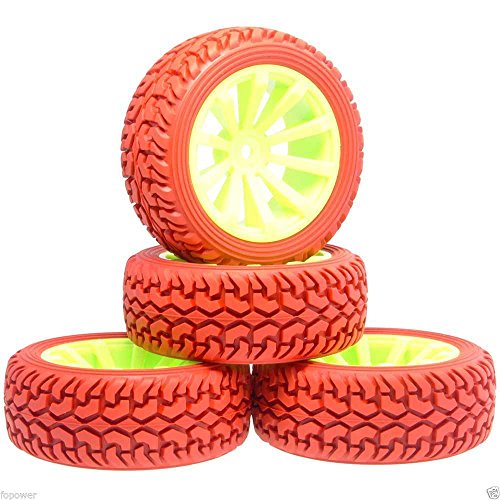 4Pcs RC 603-8019 Red Rally Tires Tyre Wheel Rim For HSP 1:10 On-Road Rally Car