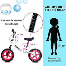 Load image into Gallery viewer, SIMEIQI Balance Bike Lightweight for Kids Ages 2 3 4 5 6 Years Old Girls Boys,Walking Training Bike for Toddler 24 Months,No Pedal Push Bicycle Adjustable Seat Air-Free Tires (Pink)
