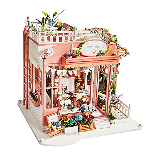 Zerodis Miniature Dollhouse,Wooden Dollhouse Kit 3D Flower Room DIY Assembled House Model with Furniture Birthday Gifts for Girls