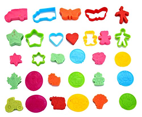 Joyin 44 Pieces Play Dough Accessories Set for Kids Playdough Tools with  Various Plastic Molds,Rolling Pins, Cutters 