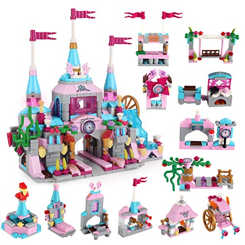 Vanmor 568Pcs Princess Castle Building Blocks Set Toy for Girls Castle Playset with 25 Models Pink Palace Brick Toys STEM Educational Construction Kits for Kids Girls Age 6-12 Gifts