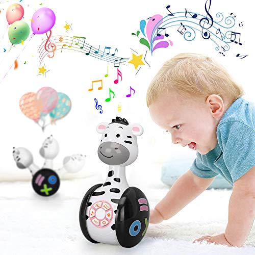 Early Education Music Toy,Baby Toy Toddler Toys,Music Story Book Toy,Roly-Poly Rattles Toys with Lights, Sounds and Music Cute Rattles Ring Bell Toys for 6 + Months Story Machine Infants Baby Tumbler