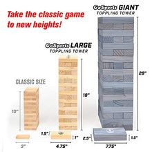 Load image into Gallery viewer, GoSports Giant Wooden Toppling Tower (Stacks to 5+ Feet) - Choose Between Natural, Brown Stain, Gray Stain or Stars and Stripes - Includes Bonus Rules with Gameboard, Made from Premium Pine
