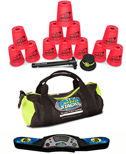 Speed Stacks Custom Combo Set: 12 NEON PINK Cups, Pro Timer 4, Cup Keeper, Quick Release Stem, Gear Bag