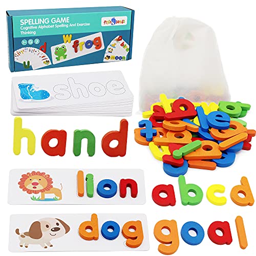 FLYINGSEEDS See and Spell Learning Toys, CVC Word Builders with Sight Words Flash Cards Kindergarten, Educational Toys for Toddler 2 3 4 Year Old Boys Girls - Gifts for Kids