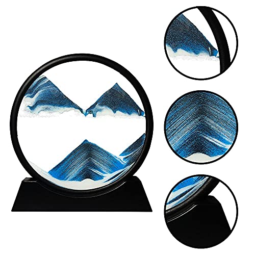 Muyan Moving Sand Art Picture Sandscapes in Motion Round Glass 3D Deep Sea Sand  Art for Adult Kid Large Desktop Art Toys Moving Desktop Art for Home Decor  Office Party Creative Gift (