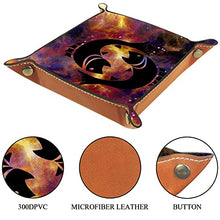 Load image into Gallery viewer, Dice Tray Zodiac Horoscope Astrology Dice Rolling Tray Holder Storage Box for RPG D&amp;D Dice Tray and Table Games, Double Sided Folding Portable PU Leather
