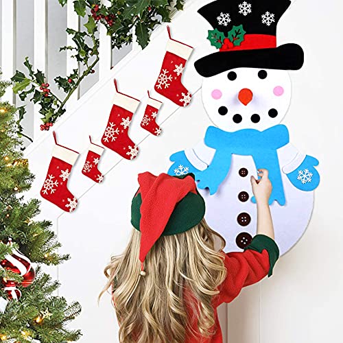 Christmas DIY Felt Snowman for Kids Wall, DIY Felt Snowman Detachable Xmas  Ornament, Wall Hanging Games Kids Gifts for Christmas Decor(Snowman with