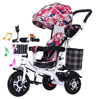 New Kids Tricycle Trike, Children's Bicycle Trolley 1-3-5 Years Old Rotatable Music Light Bicycle 2-6 Girl Car (Color : H)