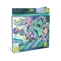 Nebulous Stars Fantasy Horses Sketchbook for Kids - 35 Large Stenciled Blue Pages - Comes with 80 Stencils
