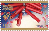 Year of the Snake: Firecrackers (Celebrating Lunar New Year), Full Sheet of 12 x Forever Postage Stamps, USA 2013 , Scott 4726