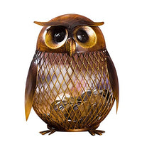 TSUSF Owl Shaped Piggy Bank Metal Coin Money Saving Box Jar Coins Storage Box Home Decoration Figurines Craft for Kids