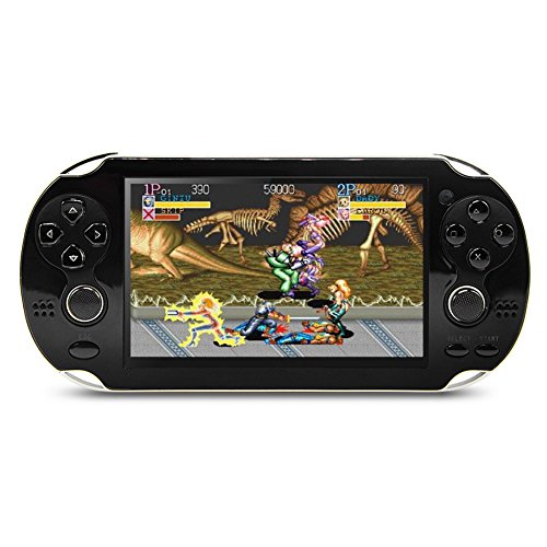 CZT 4.3 inch 8GB Double Joystick Handheld Game Console Build in 2000 Games Video Game Console Support Arcade/CPS/FC/SFC/GB/GBC/GBA/SMC/SMD/SEGA Games MP4 Player (Black)