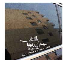 Load image into Gallery viewer, MDGCYDR Car Stickers Funny 16.5CmX9.9Cm Kill Then Invasive Pigs Car Sticker Slingshot Arrowhead Bowfish Carp Fish Decal Vinyl Black/Silver
