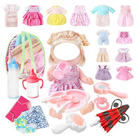 25 Piece Doll Clothes for 12 13 14 Inch Baby Dolls - Baby Doll Clothes 14 Inch fits Alive Dolls, Bitty Dolls, Include Doll Dress Pants Underwerar and Milk Bottle Umbrella Accessories for Girls Gifts