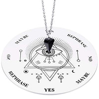 Wooden Pendulum Board Dowsing Divination Pendulum Witchcraft Altar Supplies with Crystal Necklace and Wooden Pendulum Board Metaphysical Message Board Kit, 6 Inch (White)