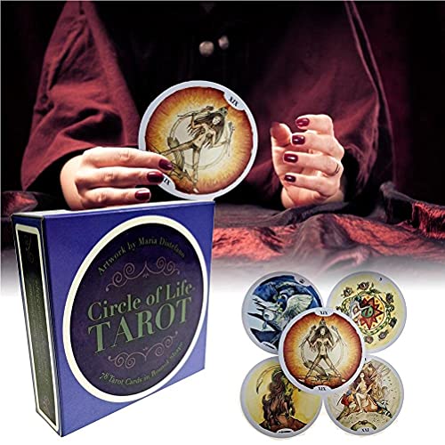 ZICRIC Circle of Life Tarot Cards - A 78-Card Deck, Tarot Card Round Gifts, Colorful Box Mysterious Divination Astrology Board Game Tarot Card