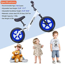 Load image into Gallery viewer, SIMEIQI 12 Balance Bike Lightweight Toddler Kids Training Bike 24 Months 2 3 4 5 6 Year Old No Pedal Push Bicycle Girls Boys Air-Free Tires (Blue)
