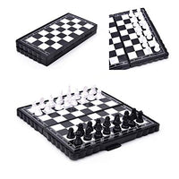 HJUIK Chess Game Set Travel Magnetic Plastic Portable Folding Magnetic Plastic Chess Board Set with Pieces Games Accessories