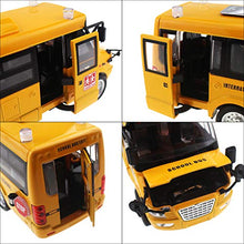 Load image into Gallery viewer, Tipmant Alloy School Bus Model Toys Pull Back Vehicle Car Broadcasting Sound &amp; Music, Lights, Moveable Doors Kids Birthday
