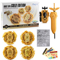 Bey Battle Burst Gyro Attack Blades Metal Fusion Evolution Combination with Arena, Launchers Grip & Battling Top(Golden)