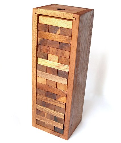 SellerGiveOrBuy Stack and Fall Wood Tumbling Tower Stacking Game Travel Set Made From Thailand