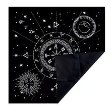 Load image into Gallery viewer, MNBD Divination Tapestry Black Astrology 12 Constellations Tarot Card Cloth Tarot Tablecloth Board Game 49X49cm
