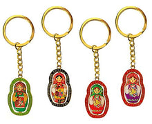 Load image into Gallery viewer, RIF Store Set of 4 Reversible Colorful Matreshka Matryoshka Key Chains 4 inch
