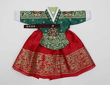 Load image into Gallery viewer, Girl Baby First Birthday Party Celebration Hanbok Korean Traditional Costumes Green Red Gold Print 100th - 10 Ages ehg01 (2 ages hanbok full set)
