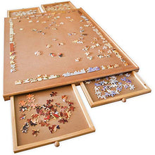 Load image into Gallery viewer, Bits and Pieces - Standard Size Wooden Puzzle Plateau-Smooth Fiberboard Work Surface - Four Sliding Drawers Complete This Puzzle Storage System

