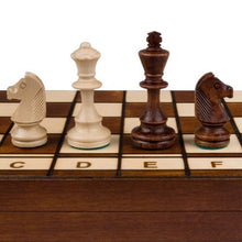 Load image into Gallery viewer, Wegiel Handmade Jowisz Professional Tournament Chess Set - Wooden 16 Inch Folding Board With Felt Base &amp; Hand Carved Chess Pieces - Compartment Inside The Board To Store Each Piece
