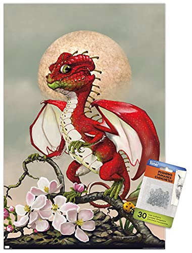 Stanley Morrison - Apple Dragon Wall Poster with Push Pins
