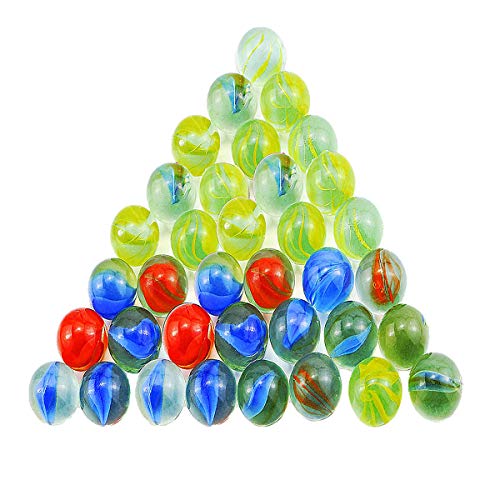 OBTANIM 30 Pcs Glass Marbles Toy 1 Inch Mega Beautiful Cats Eyes Marbles Bulk for Children, Marble Games, Multicolor