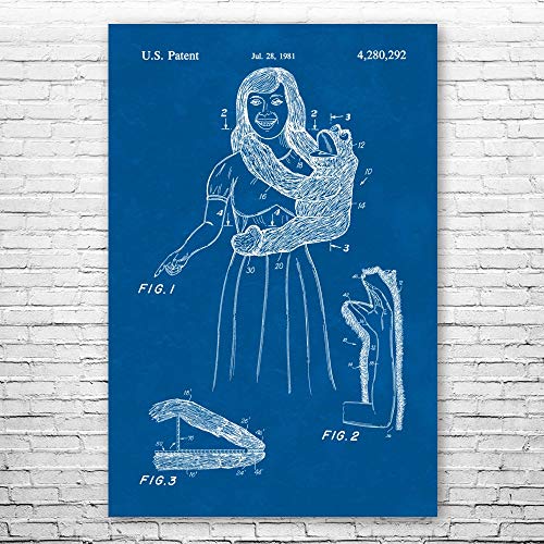 Patent Earth Monkey Hand Puppet Poster Print, Toy Store Art, Puppet Decor, Ventriloquist Gift, Puppet Wall Art, Puppet Design Blueprint (12 inch x 16 inch)