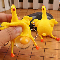Unionm Stress Relief Toys, Squishy Kawaii Cute Funny Egg-Laying Chicken Keychain Slow Rising Squee Toys Gifts for Kids and Adults Autism Stress Anxiety Relief (4#Yellow, Medium-10PCS)