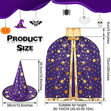 Load image into Gallery viewer, 2 Sets Kids Halloween Costumes Witch Cloak Witch Cape with Hat Children Halloween Costume Kids Cosplay Party Accessories for 3-12 Years Kids Boys Girls(Purple)
