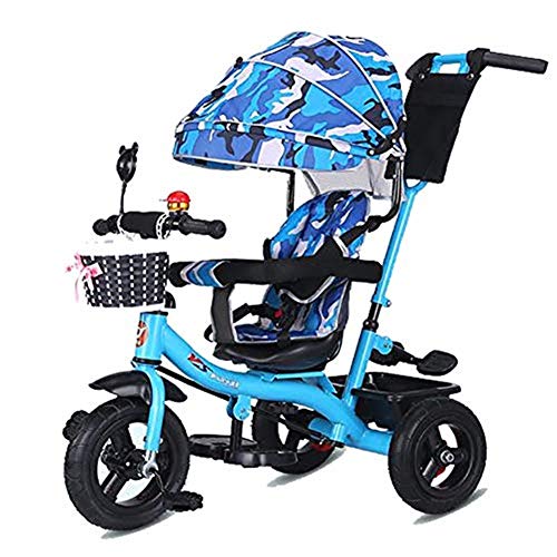 Moolo Trikes for Toddlers, Baby Kids Children Tricycle Ride on 3 Wheels Parent Handlebar Canopy Foldable Foot Pedal Multi-Function