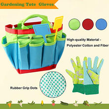 Load image into Gallery viewer, INNOCHEER Kids Gardening Tools with STEM Learning Guide, Watering Can, Gardening Gloves, Shovel, Rake, Trowel &amp; Garden Accessories - Outdoor and Learning Toys All in One Tote( 18 Pieces)
