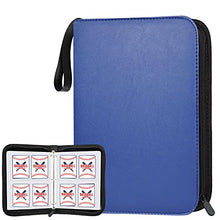 Load image into Gallery viewer, POKONBOY 400 Pockets Baseball Card Binder Sleeves, Trading Card Sleeves Carrying Case Card Binder Fit for Baseball Cards, Trading Cards, Football Cards and Sports Cards (Blue)
