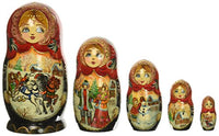 G. Debrekht Russia 5 Piece Troika Winter Nested Doll Set