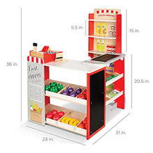 Load image into Gallery viewer, Best Choice Products Pretend Play Grocery Store Wooden Supermarket Toy Set for Kids w/ Play Food, Chalkboard, Cash Register, Working Conveyor
