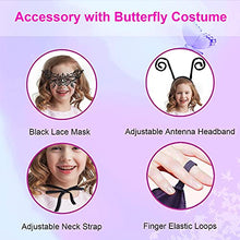 Load image into Gallery viewer, Butterfly Wings Costume Girls Halloween Costume For Girls Kids Butterfly Wings Shawl with Lace Mask and Antenna Headband (Starry orange blue)
