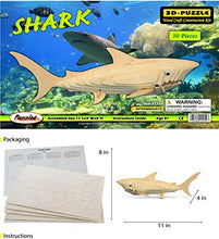 Load image into Gallery viewer, Puzzled 3D Puzzle Shark Wood Craft Construction Model Kit, Fun Unique and Educational DIY Wooden Toy Assemble Model Unfinished Crafting Hobby Puzzle, Build and Paint for Decoration 30 Pieces Pack
