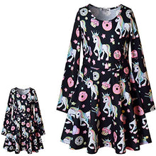 Load image into Gallery viewer, Donut Unicorn Twril Dresses Matching Doll&amp;Girls Long Sleeve Birthday Gifts,4t 5t
